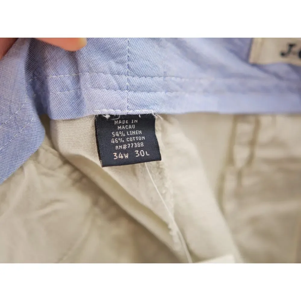 JCrew Men's 34x30 Stone Linen Blend Broken-In Bootcut Pants Chinos NWT